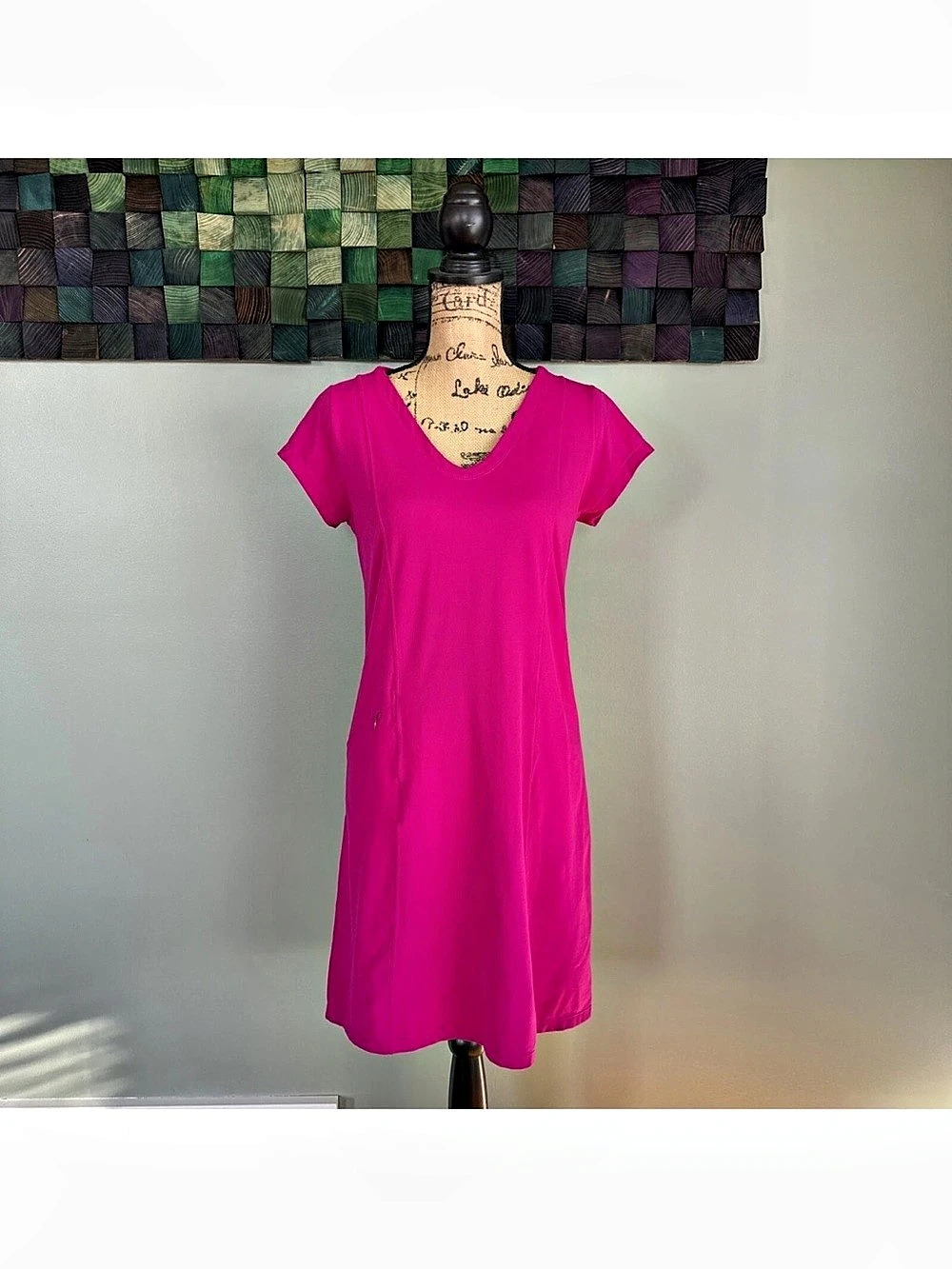 Toad&Co Tech Tomboy Dress V-Neck Mini Pink Small